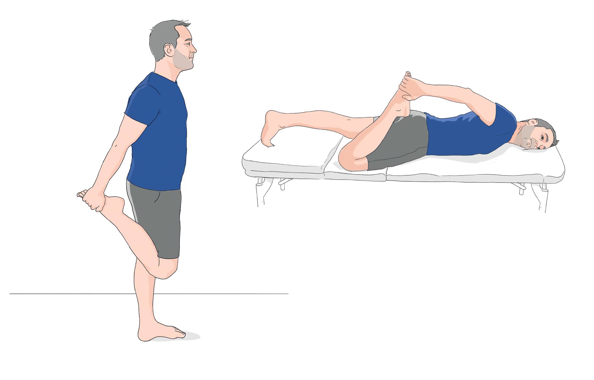 Illustration homme faisant des étirement pour l'arthrose du genou